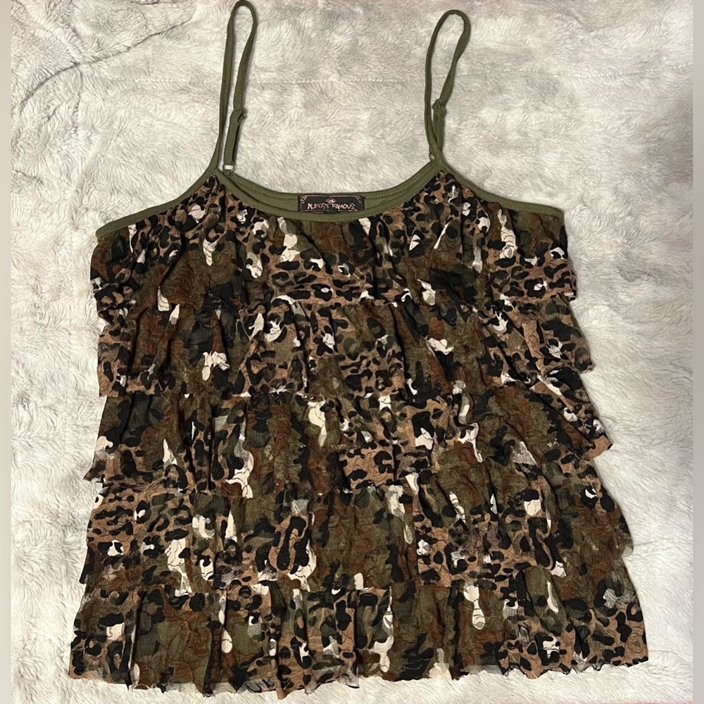 Almost Famous Leopard Camisole in Green and Brown